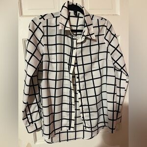 Forever 21 Grid Pattern Button Down Shirt